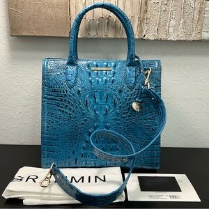 Brahmin Caroline VIBRANT AZURE MELBOURNE Leather W/ 2 Eyes GORGEOUS